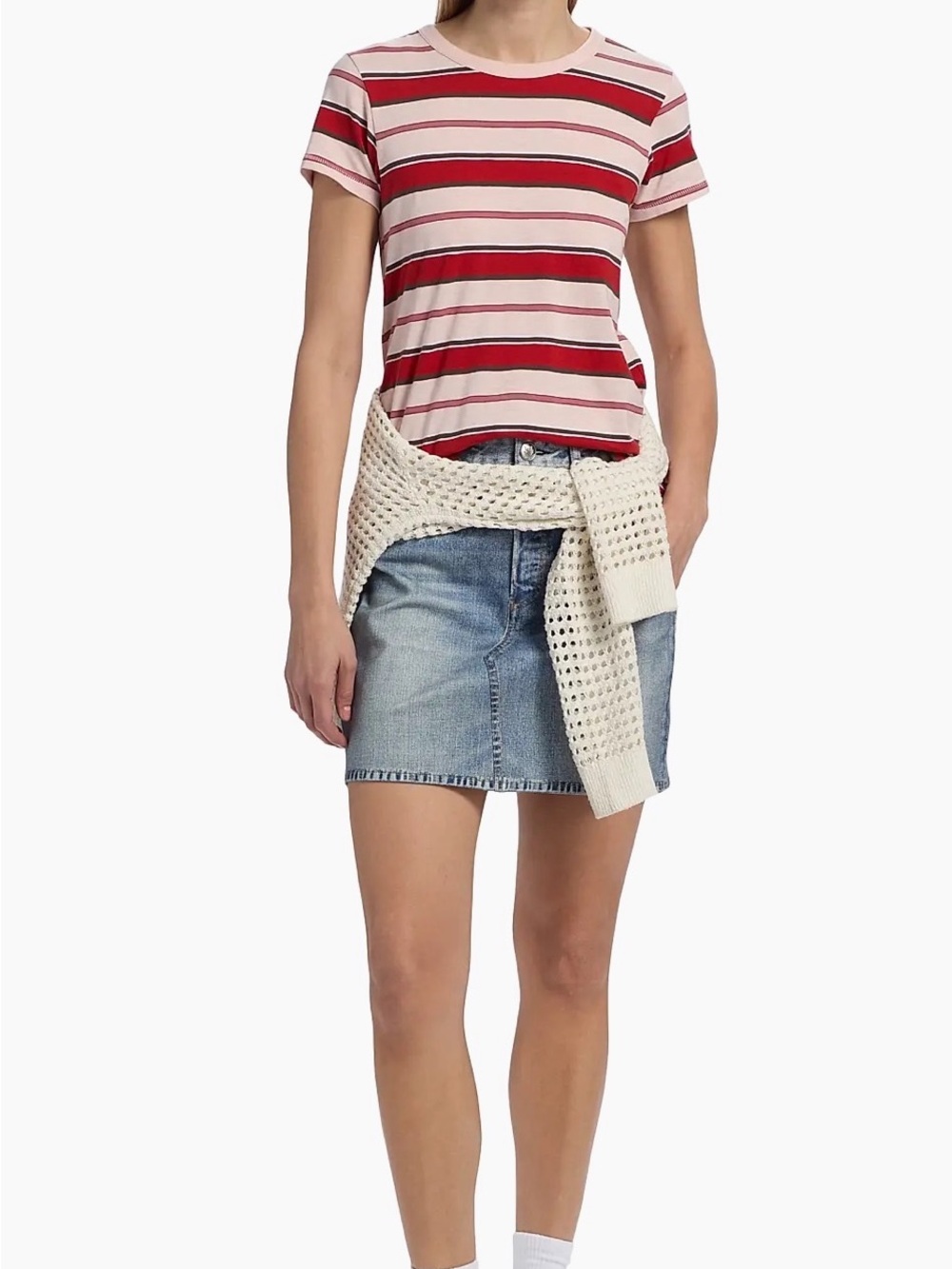 RAG & BONE The Slub Striped Preppy Girly Skater Cotton Short Sleeve TShirt Small